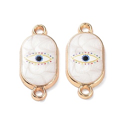 Oval Resin Connector Charms, Light Gold Tone Alloy Enamel Eye Links, Oval, 21.5x10x2mm, Hole: 1.6mm