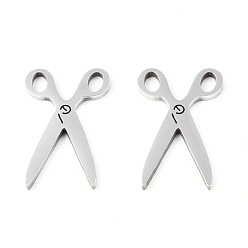 Stainless Steel Color 201 Stainless Steel Pendants, Scissors Charm, Stainless Steel Color, 16x10x1mm, Hole: 1.6mm