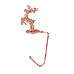 Rose Gold Iron & Alloy Hook Hangers, Mantlepiece Sock Hanger, for Christmas Ornaments, Reindeer, Rose Gold, 165mm