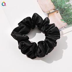 Simulated Silk 8cm Small Loop - Black Elegant and Versatile Solid Color Hair Scrunchies for Women, Simulated Silk Ponytail Holder Accessories