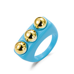 01 Blue G-548 Cute Colorful Acrylic Couple Rings - Geometric Resin Ring, Lovely Hand Jewelry for Women.