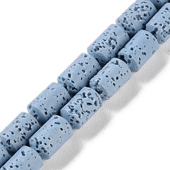 Небесно-голубой Нити синтетических бусин, окрашенных в лавовый камень, колонка, голубой, 10~10.5x6 мм, отверстие : 1 мм, около 38 шт / нитка, 15.24'' (38.7 см)