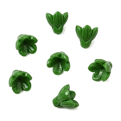 Grün Gefärbte synthetische Korallenschnitzperlen, Blume, grün, 13~13.5x14.5~15 mm, Bohrung: 1.5~1.6 mm