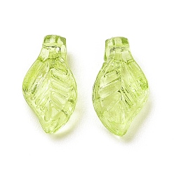 Green Yellow Transparent Acrylic Charms, for Earrings Accessories, Leaf Charms, Green Yellow, 9.7x5.5x3.6mm, Hole: 1.2mm