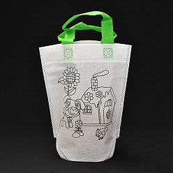 Dog Rectangle Non-Woven DIY Environmental Scribble Bags, with Handles, for Children DIY Crafts Making, Dog Pattern, 360mm