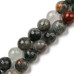 Héliotrope Brins de perles de pierre de sang afican naturel, à facettes (128 facettes), ronde, 9.5~10mm, Trou: 1.2mm, Environ 37 pcs/chapelet, 14.45~14.57 pouce (36.7~37 cm)