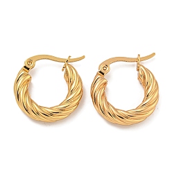 Золотой 304 из нержавеющей стали серьга, гипоаллергенные серьги, форма витого кольца, золотые, 22.5x4 мм, штифты : 1x0.7 мм