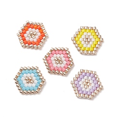 Mixed Color Handmade MIYUKI Japanese Seed Beads, Loom Pattern, Hexagon, Mixed Color, 12x13x2mm