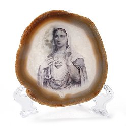 Human Печатный орнамент из кусочков натурального агата, декор для домашнего офиса на удачу, женщина, 100~125x105~150x7.5~8 мм