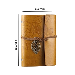 Peru PU Leather Cover Binder Notebooks, Travel Journal, with String, Leaf Pendants & Kraft Paper, Rectangle, Peru, 145x110mm