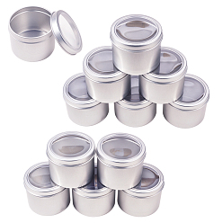 Platinum Round Aluminium Tin Cans, Aluminium Jar, Storage Containers for Cosmetic, Candles, Candies, with Slip-on Lid, Platinum, 6.7x5.2cm, capacity: 100ml, 12pcs/box