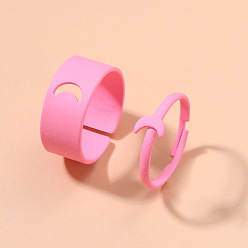 Crescent moon Romantic Pink Hollow Dolphin Animal Ring Set for Couples - Stackable, Unique Design