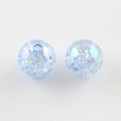 Light Sky Blue Bubblegum AB Color Transparent Crackle Acrylic Round Beads, Light Sky Blue, 20mm, Hole: 2.5mm, about 100pcs/500g