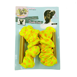 Yellow Plastic Hair Bun Maker, Stretch Double Hair Comb, with Cloth, Yellow, 75x100mm