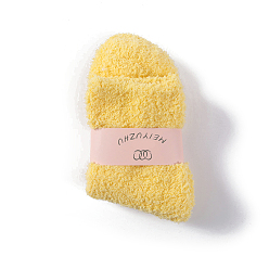Yellow Polyester Faux Fur Knitting Socks, Winter Warm Thermal Socks, Yellow, 250x70mm