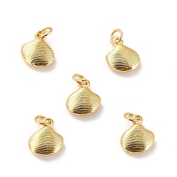 Real 18K Gold Plated Brass Pendants, Long-Lasting Plated, Cadmium Free & Lead Free, Shell, Real 18K Gold Plated, 9x8x3mm, Hole: 2.5mm