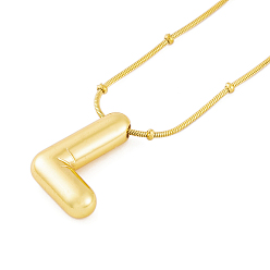 Letter L Ion Plating(IP) Initial Letter 304 Stainless Steel Pendant Necklaces, Real 18K Gold Plated, Letter L, 15.91 inch(40.4cm), Pendant: 19~23.5x13~19mm