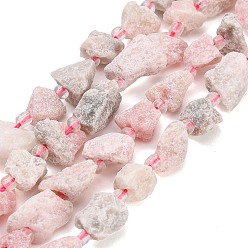 Tourmaline Raw Rough Natural Pink Tourmaline Beads Strands, Nuggets, with Seed Beads, 11~28x9~13x6~10mm, Hole: 1mm, about 24~29pcs/strand, 14.96''(38cm)~15.75''(40cm)