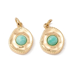 Амазонит Природные амазонитовые прелести, с ионным покрытием (ip) золотистого цвета 304 выводы из нержавеющей стали, овальные, 14x10x4 мм, Перейти кольцо: 4x0.5 мм, внутренний диаметр: 2.5 мм