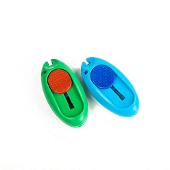 Mixed Color Oval Shaped Plastic Needle Threaders, Thread Guide Tools, with Iron Wire, Mixed Color, 6.3x3.3cm