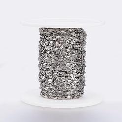 Stainless Steel Color Handmade 304 Stainless Steel Cable Chains, Soldered, with Spool, Stainless Steel Color, 3.5x2x0.2mm, about 32.8 Feet(10m)/roll