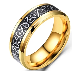 Golden Titanium Steel Triquetra/Trinity Knot Finger Rings for Men Women, Golden, Inner Diameter: 18.2mm