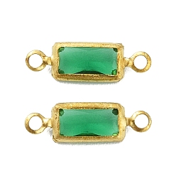 Зеленый Латунные подвески для стеклянных соединителей pave k9, прямоугольник ссылки, золотые, зелёные, 11.5x3.5x1.5 мм, отверстие : 1 мм