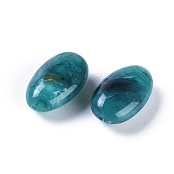 Teal Acrylic Imitation Gemstone Beads, Oval, Teal, 30mm long, 19mm wide, 12mm thick, hole: 2.5mm, about 125pcs/500g