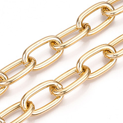 Light Gold Aluminum Cable Chain, Oval Link Chains, Unwelded, Light Gold, 27.5x15.5x4mm