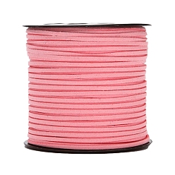 Pink Flat Imitation Leather Cord, for Gift Packaging, Pink, 3mm, about 98.43 Yards(90m)/Roll