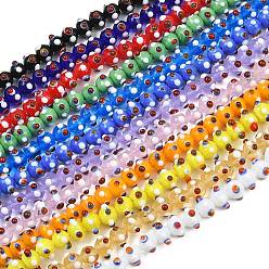 Mixed Color Handmade Bumpy Lampwork Beads Strands, Round, Mixed Color, 11.5x11.5x8.5mm, Hole: 1.4mm, about 45pcs/strand, 13.74''~14.13"(34.9~35.9cm)