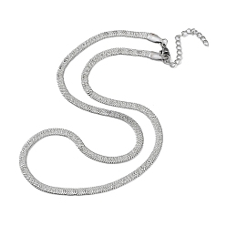 Stainless Steel Color 304 Stainless Steel Herringbone Chain Necklaces, Stainless Steel Color, 17.72 inch(45cm)