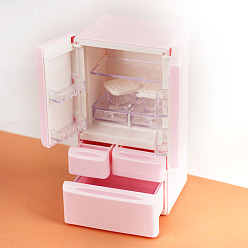 Pink Пластиковый холодильник мини модель, аксессуары для кукольного домика с микро-ландшафтом, притворяясь опорными украшениями, розовые, 59x50x114 мм