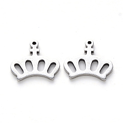 Stainless Steel Color 304 Stainless Steel Charms, Laser Cut, Crown, Stainless Steel Color, 15x15x1mm, Hole: 1mm