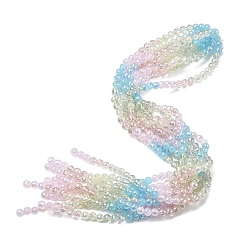 Бледно-Розовый Стеклянные бусины с гальваническим покрытием , круглые, граненый(32 граненый), градиент цвета, розовый жемчуг, 6 мм, отверстие : 1.2 мм, около 61 шт / нитка, 12.60'' (32 см)