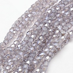 Thistle Electroplate Glass Beads Strands, Half Plated, Faceted, Cube, Thistle, 4x4x4mm, Hole: 1mm, about 100pcs/strand, 15.7 inch
