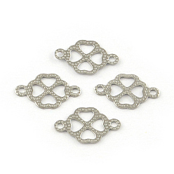Stainless Steel Color Clover 201 Stainless Steel Links connectors, Stainless Steel Color, 12x8x0.4mm, Hole: 1mm