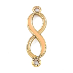 Персиковый Слойка Стойка покрытие латунь эмаль 8 фигурные соединители подвески, реальный 18 k позолоченный, долговечный, без кадмия и без свинца, розовые, 33x10x3.5 мм, отверстие : 2 мм