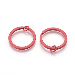 Indian Red Spray Painted Iron Split Key Rings, Keychain Clasp Findings, Lead Free & Nickel Free, Indian Red, 30x2mm, Inner Diameter: 24mm