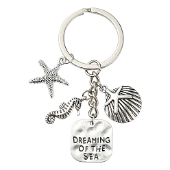 Античный Серебристый & Платиновый Сплав брелок, с железной фурнитурой, старинное серебро и платина, 7.5 см