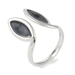 Нержавеющая Сталь Цвет 304 эмалированные кольца из нержавеющей стали с открытыми манжетами «конский глаз» для женщин, цвет нержавеющей стали, размер США 7 1/4 (17.5 мм)