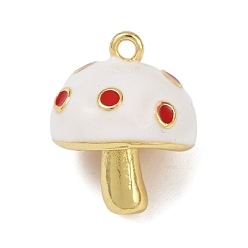 Белый Дым Латунь эмаль подвески, грибное очарование, без свинца и без кадмия, реальный 18 k позолоченный, долговечный, стойки покрытие, серый, 17.5x14 мм, отверстие : 1.5 мм