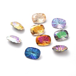 Mixed Color K5 Faceted Glass Rhinestone Cabochons, Pointed Back, Back Plated, Rectangle, Mixed Color, 18x13x7mm