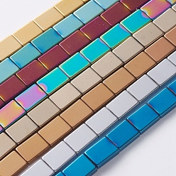 Mixed Color Vacuum Plating Electroplate Non-magnetic Synthetic Hematite Beads Strands, Grade A, Rectangle, Mixed Color, 8x6x2mm, Hole: 1mm, about 50pcs/strand, 15.7 inch(40cm)