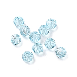 Светло-Голубой K9 стеклянные имитации австрийских хрустальных бусин, граненые, круглые, Небесно-голубой, 4 мм, отверстие : 1 мм