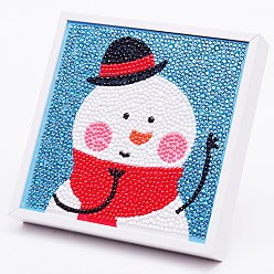 Снеговик Diy Рождественская тема квадратная алмазная картина комплект, включая сумку со стразами из смолы, алмазная липкая ручка, поднос тарелка и клей глина, снеговик, 150x150 мм