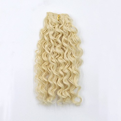 Pale Goldenrod High Temperature Fiber Long Instant Noodle Curly Hairstyle Doll Wig Hair, for DIY Girl BJD Makings Accessories, Pale Goldenrod, 7.87~9.84 inch(20~25cm)