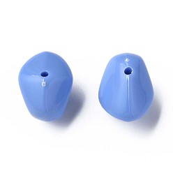 Cornflower Blue Opaque Acrylic Beads, Nuggets, Cornflower Blue, 12.5x18x13mm, Hole: 1.6mm, about 360pcs/500g