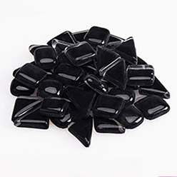 Черный Прозрачные стеклянные кабошоны, мозаичные плитки, для украшения дома или поделок, треугольник и квадрат, чёрные, площади: 12x12x4 mm, Треугольник: 13x23x4.8 мм, 640 шт / 1000 г