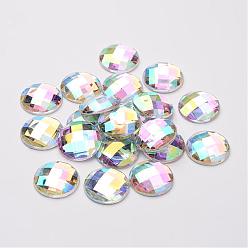Colorful Imitation Taiwan Acrylic Rhinestone Flat Back Cabochons, Faceted, Half Round/Dome, Mixed Color, 18x5mm, 200pcs/bag